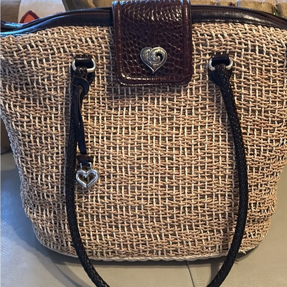 Brighton Woven Satchel Handbag Heart Logo Braided Basket Shoulder Bag - Picture 2 of 10